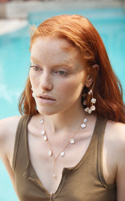 Charms Company Pearls Of Joy 14k Rose-gold And Pearl Lariat Necklace In White
