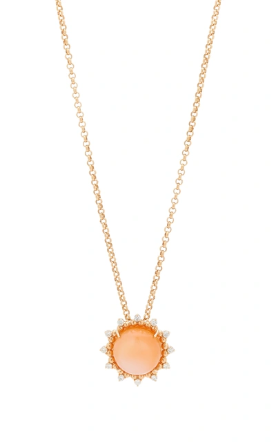 Shop Kathryn Elyse Women's Sunburst 18k Rose Gold Moonstone And Diamond Necklace In Pink