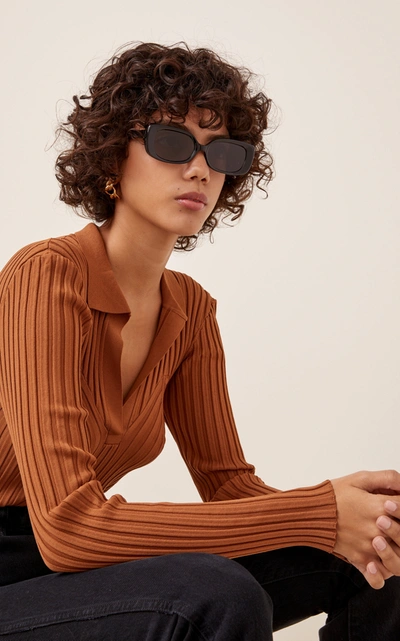 Shop Velvet Canyon Women's Zou Bisou Square-frame Acetate Sunglasses In Black,neutral