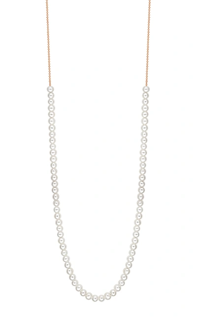 Shop Ginette Ny Mini Maria 18k Rose Gold Mother-of-pearl Necklace In White