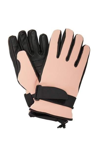 Shop Moncler Women's Leather-paneled Tech-twill Ski Gloves In Light Pink,black