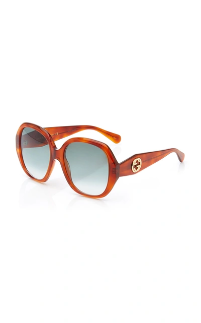 Shop Gucci Women's Oversized Round-frame Acetate Sunglasses In Brown