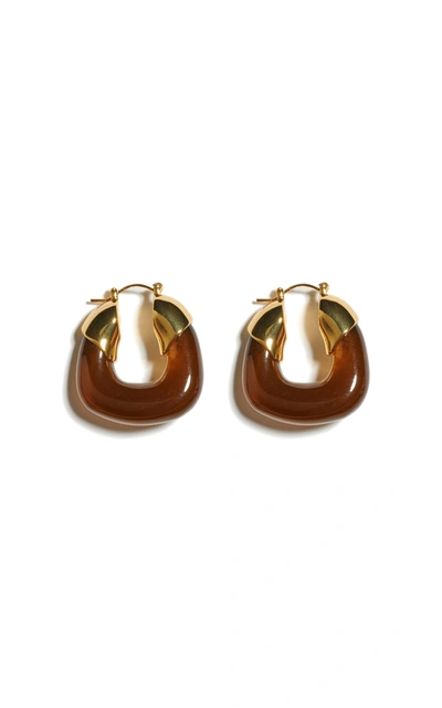 Shop Lizzie Fortunato Women's Organic Acrylic Gold-plated Hoops In Brown