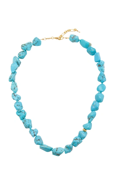 Shop Anni Lu Women's Beach Cocktail Turquoise 18k Gold-plated Necklace In Blue