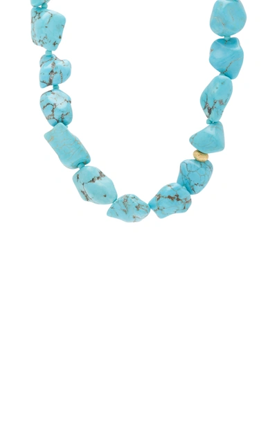 Shop Anni Lu Women's Beach Cocktail Turquoise 18k Gold-plated Necklace In Blue