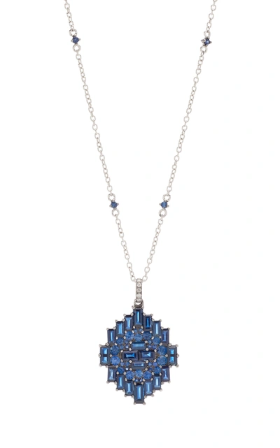 Shop Nam Cho Women's 18k White Gold Sapphire And Diamond Necklace In Blue