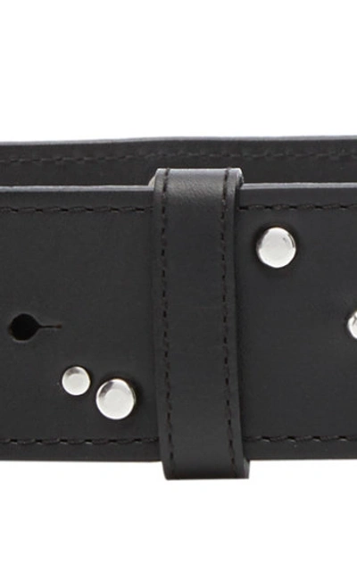 Shop Ganni Studded Leather Belt In Black