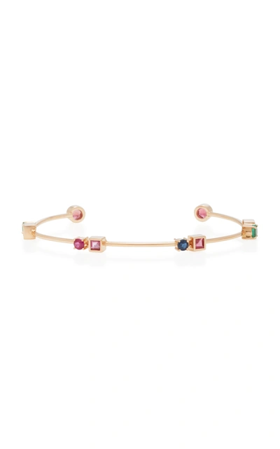 Shop Carolina Neves X Julls 18k Gold Multi-stone Rose Colors Bracelet