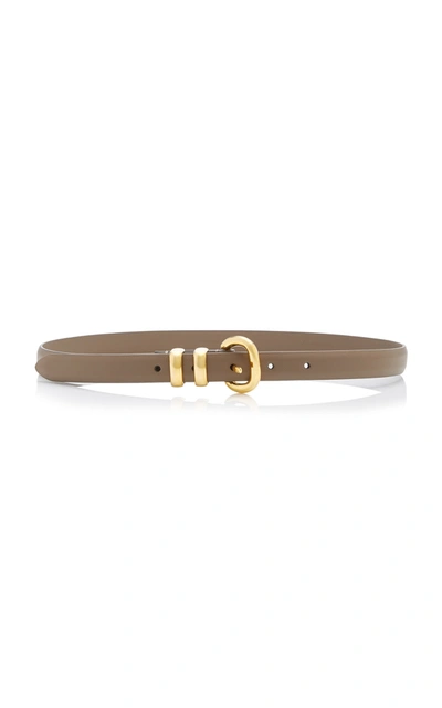 Shop Anderson's Skinny Satin-finish Leather Belt In Grey