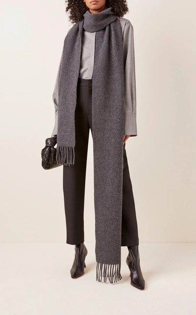 Shop Totême Women's Bova Fringed Wool-blend Scarf In Grey