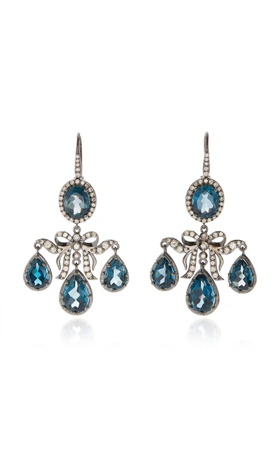 Shop Holly Dyment Women's Medora Girandole 14k White Gold; Topaz And Diamond Earrings In Blue
