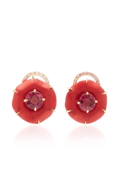 Shop Silvia Furmanovich Women's 18k Gold; Marquetry; Ruby And Rubellite Earrings In Red