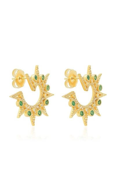 Shop Colette Jewelry 18k Gold Diamond And Emerald Earrings In Green