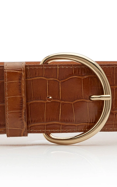 Shop Maison Boinet Women's Croc-effect Leather Corset Belt In Brown