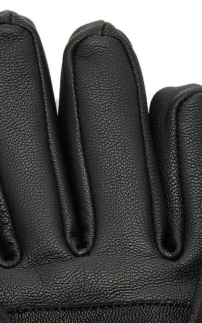 Shop Moncler Women's Leather-paneled Tech-twill Ski Gloves In Light Pink,black