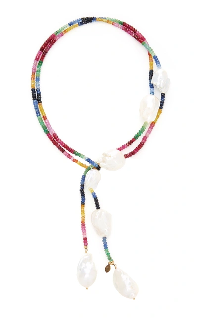 Shop Joie Digiovanni Gold-filled Ruby; Emerald And Sapphire And Pearl Necklace In Multi