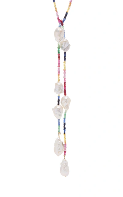 Shop Joie Digiovanni Gold-filled Ruby; Emerald And Sapphire And Pearl Necklace In Multi
