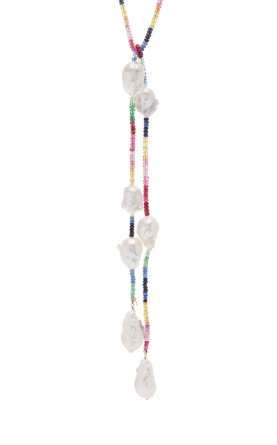 Joie Digiovanni Gold-filled Ruby; Emerald And Sapphire And Pearl Necklace In Multi