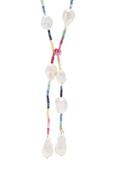 Shop Joie Digiovanni Gold-filled Ruby; Emerald And Sapphire And Pearl Necklace In Multi