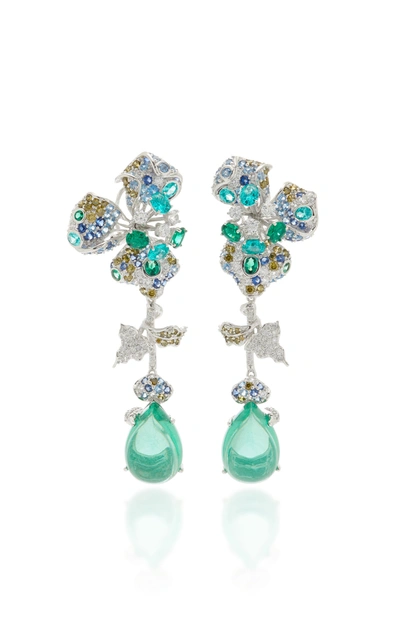 Shop Anabela Chan Women's Orchid 18k White Gold Vermeil Multi-stone Earrings In Blue