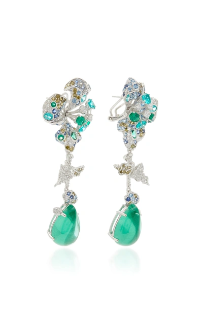Shop Anabela Chan Women's Orchid 18k White Gold Vermeil Multi-stone Earrings In Blue