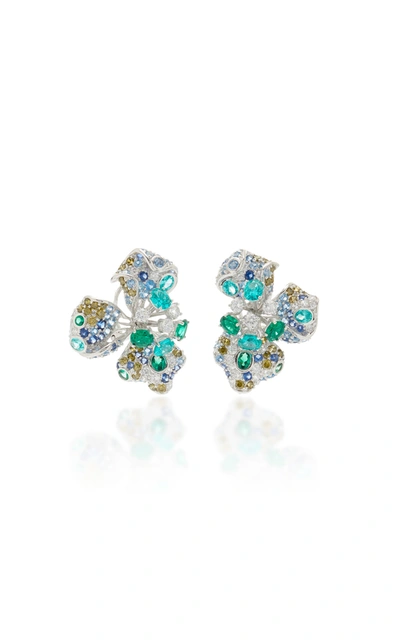 Shop Anabela Chan Women's Orchid 18k White Gold Vermeil Multi-stone Earrings In Blue