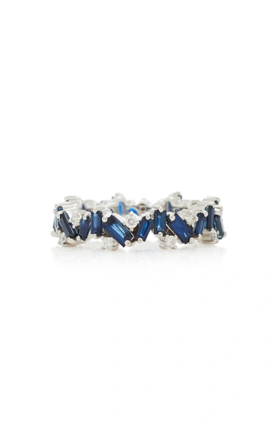 Shop Suzanne Kalan Women's 18k White-gold And Blue Sapphire Ring