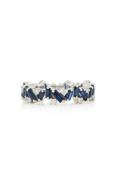 Shop Suzanne Kalan Women's 18k White-gold And Blue Sapphire Ring