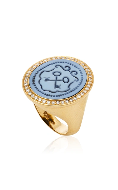 Shop Ashley Mccormick Women's 18k Gold; Agate And Diamond Ring In Multi