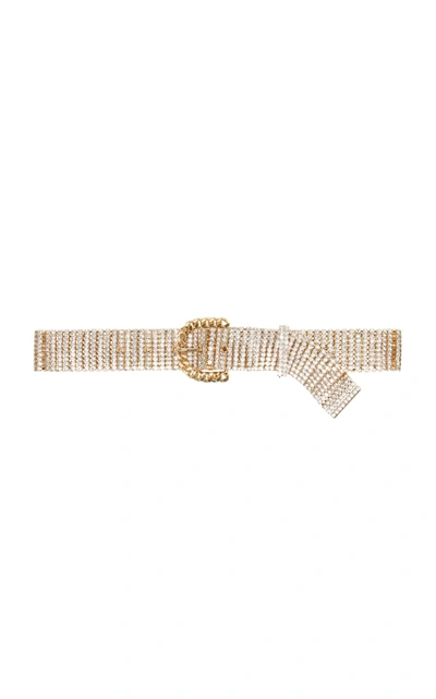 Shop Alessandra Rich Crystal-embellished Gold-tone Belt In Silver