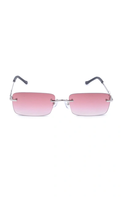 Shop Karen Wazen Layla Square-frame Metal Sunglasses In Red