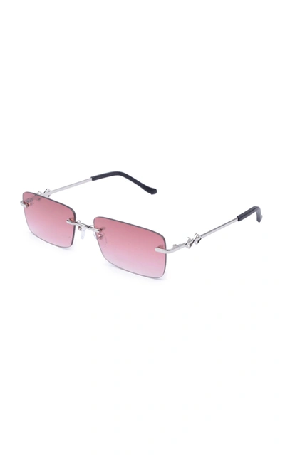 Shop Karen Wazen Layla Square-frame Metal Sunglasses In Red