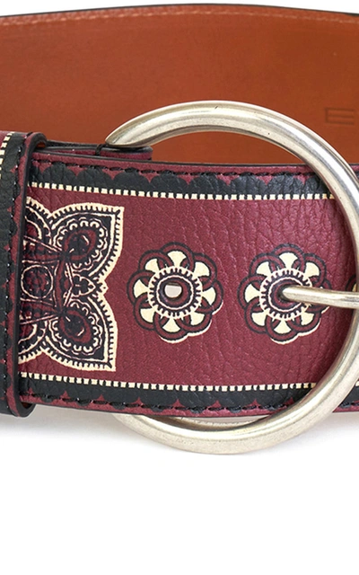 Shop Etro Women's Painted Leather Waist Belt In Burgundy
