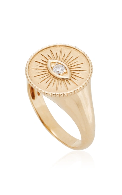 Shop Sydney Evan Women's 14k Yellow Gold Marquis Eye Coin Signet Ring