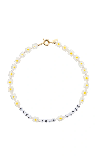 Shop Eliou Women's "wash Your Hands" Pearl Beaded Necklace In Yellow