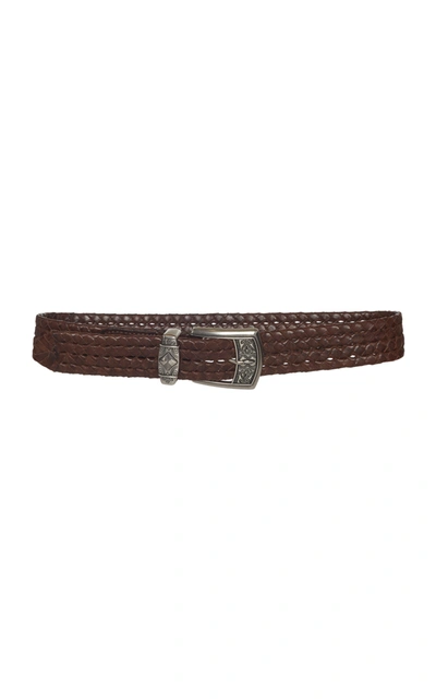 Shop Etro Woven Leather Belt In Brown