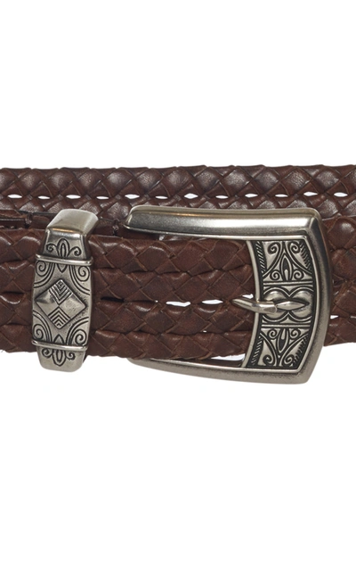 Shop Etro Woven Leather Belt In Brown