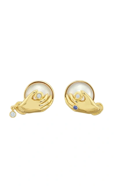 Sauer Venus 18k Yellow Gold Multi-stone Earrings In Gold