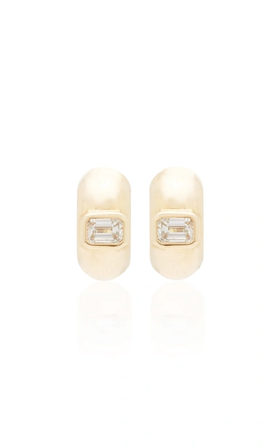 Shop Zoë Chicco Women's 14k Yellow Gold & Emerald Cut Diamond Huggies