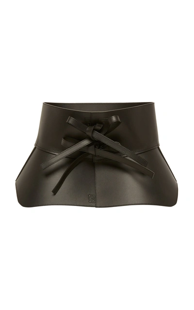 Shop Loewe Women's Obi Asymmetric Leather Waist Belt In Black