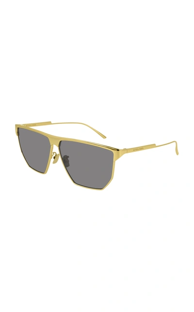 Shop Bottega Veneta Women's Aviator Metal Sunglasses In Gold