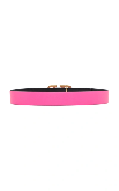 Shop Valentino Vlogo Leather Belt In Pink