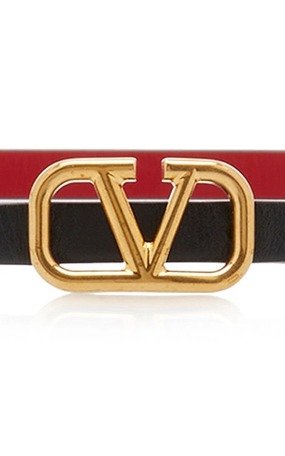 Shop Valentino Women's  Garavani Reversible Vlogo Leather Belt In Black