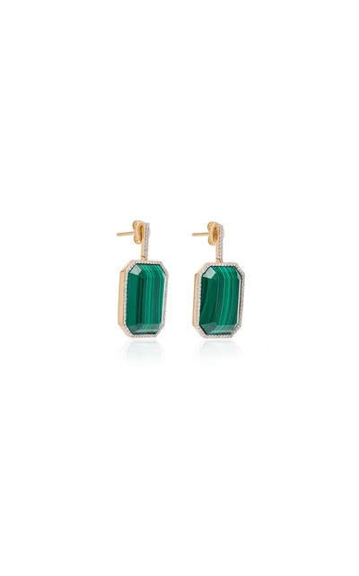 Shop Mateo White Gold; Malachite And Diamond Earrings In Green
