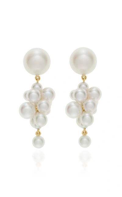 Shop Sophie Bille Brahe Botticelli 14k Gold And Pearl Earrings In White
