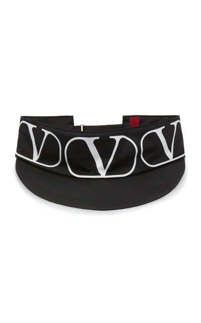 Shop Valentino Women's  Garavani Logo-print Nylon Visor In Black