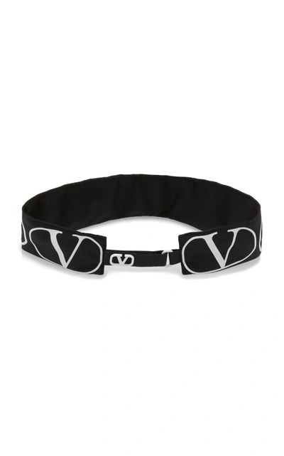 Shop Valentino Women's  Garavani Logo-print Nylon Visor In Black