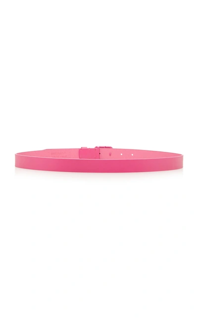 Shop Balenciaga Bb Thin Leather Belt In Pink