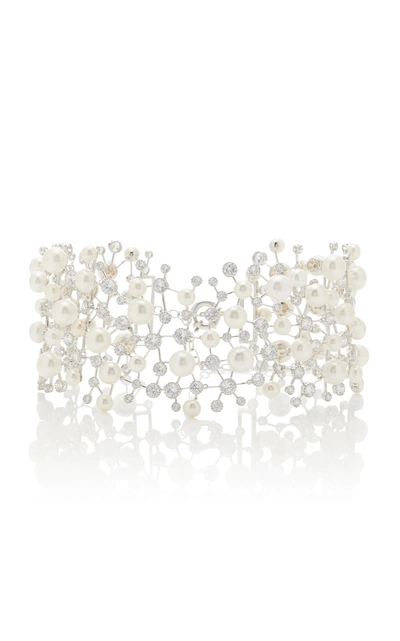 Shop Anabela Chan Women's Constellation 18k White Gold Vermeil Pearl; Diamond Choker