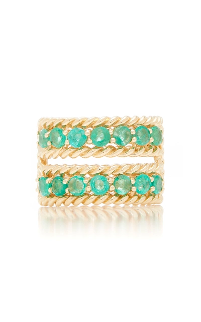 Shop The Last Line Emerald Two-row Twist Ring In Green